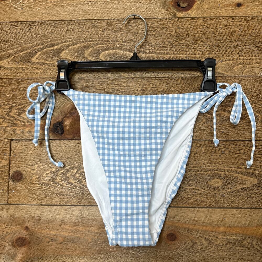 Andie Swim The String Bottom in Blue Gingham Size large NWT